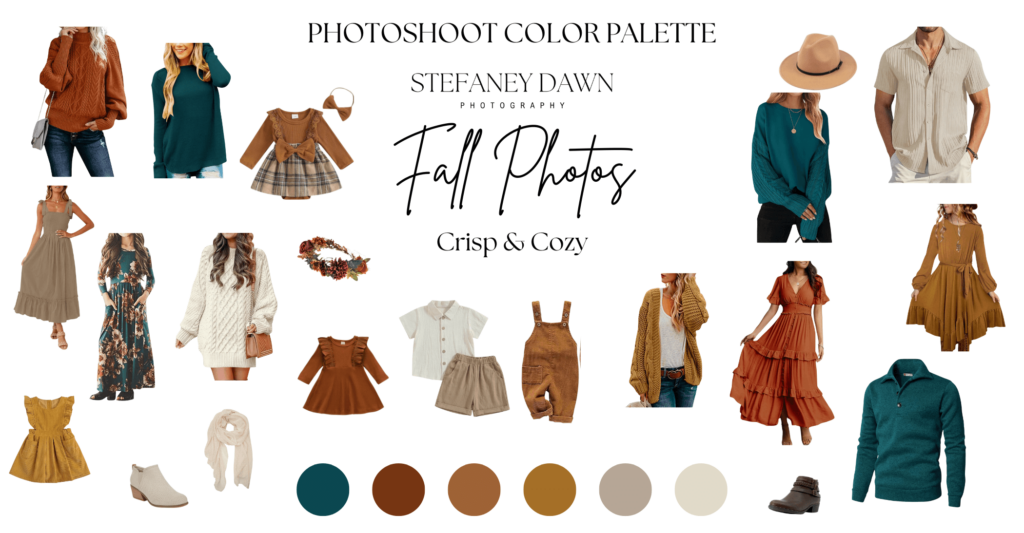 fall outfits, pieces from the crisp & cozy color palette 